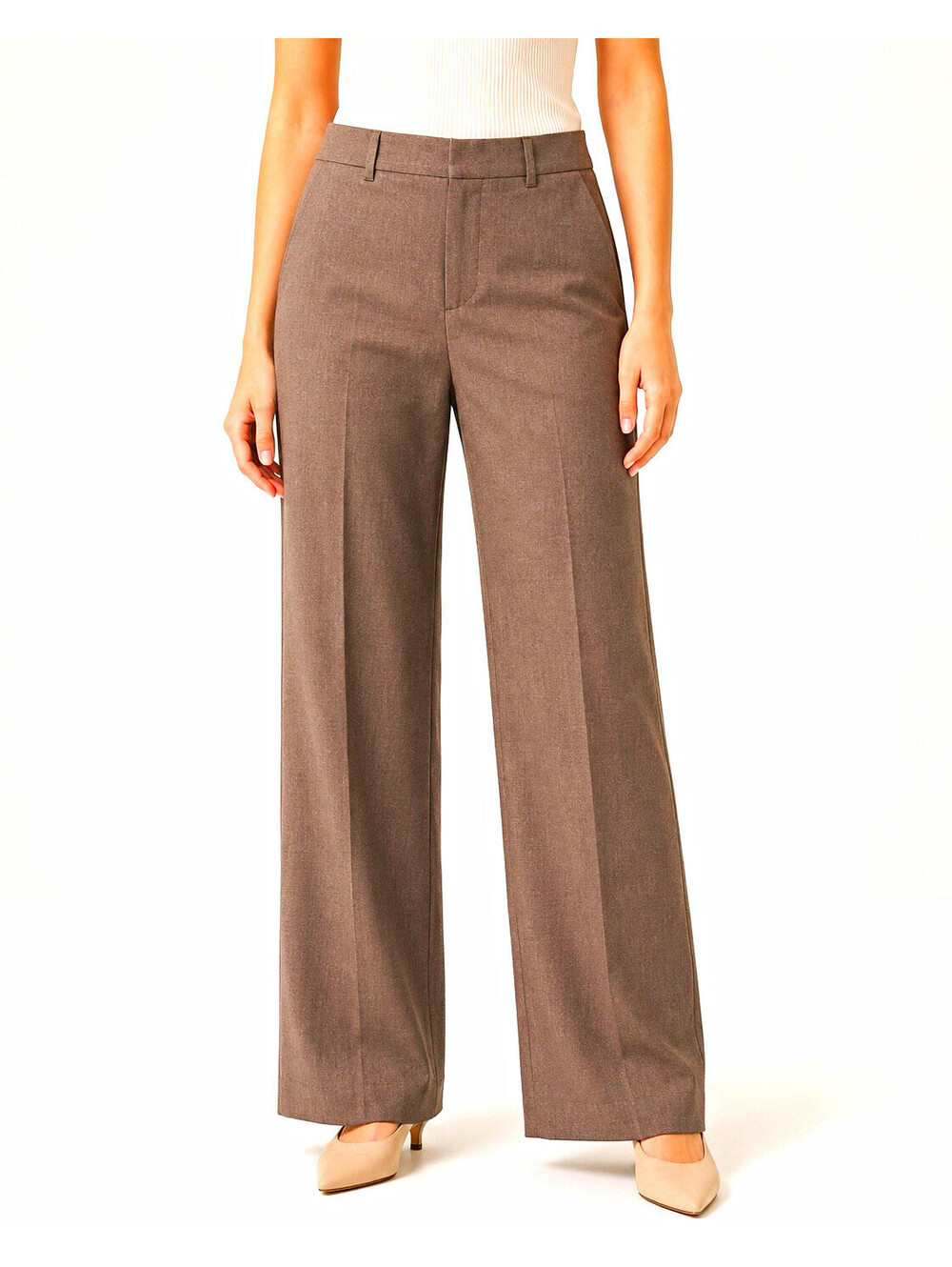 GAP Women's Brown Twill Straight Leg Dress Pants Mid Rise Stretch Pockets
